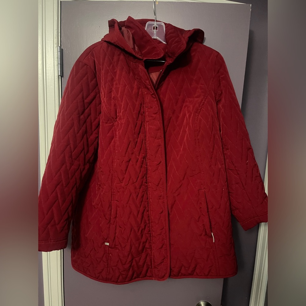 Northern Reflections Deep Red Quilted Puffer Jacket